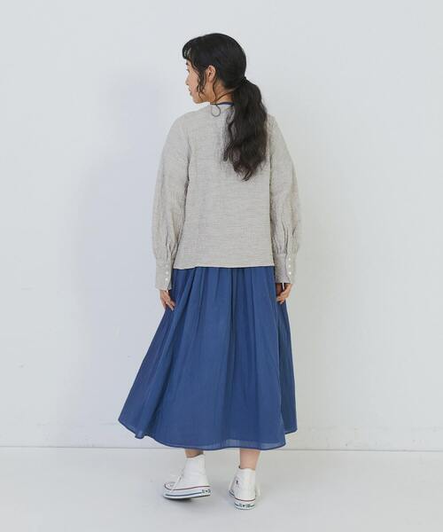 conges payes ADIEU TRISTESSE(コンジェ ペイエ アデュートリステス)の「ワッフルラウンドカラーシャツ(シャツ/ブラウス・レディース・ベージュ系その他/ブラック系その他/ブルー系その他・38)」の7枚目の写真