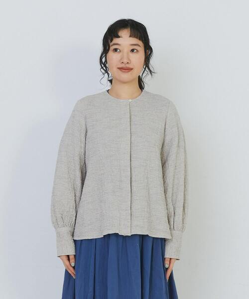 conges payes ADIEU TRISTESSE(コンジェ ペイエ アデュートリステス)の「ワッフルラウンドカラーシャツ(シャツ/ブラウス・レディース・ベージュ系その他/ブラック系その他/ブルー系その他・38)」の8枚目の写真