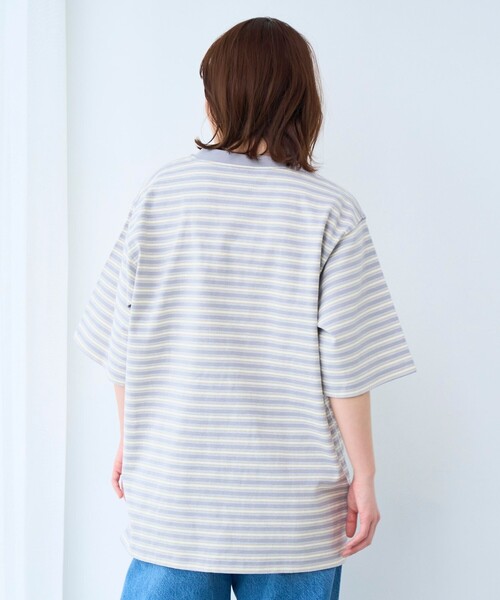 coen(コーエン)の「RepurヘビーコットンボーダーTシャツ【抗菌性、消臭性】(Tシャツ/カットソー・メンズ・グレー/ダークグレー/ブラウン・S/M/L/XL)」の8枚目の写真