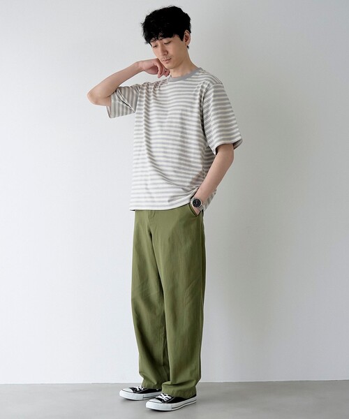 coen(コーエン)の「RepurヘビーコットンボーダーTシャツ【抗菌性、消臭性】(Tシャツ/カットソー・メンズ・グレー/ダークグレー/ブラウン・S/M/L/XL)」の9枚目の写真