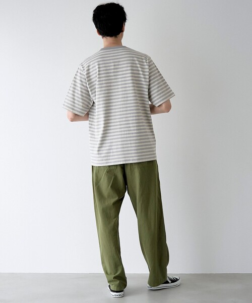 coen(コーエン)の「RepurヘビーコットンボーダーTシャツ【抗菌性、消臭性】(Tシャツ/カットソー・メンズ・グレー/ダークグレー/ブラウン・S/M/L/XL)」の10枚目の写真