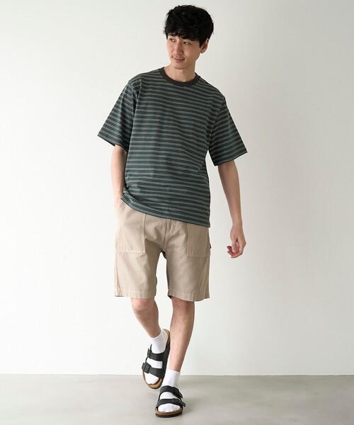 coen(コーエン)の「RepurヘビーコットンボーダーTシャツ【抗菌性、消臭性】(Tシャツ/カットソー・メンズ・グレー/ダークグレー/ブラウン・S/M/L/XL)」の13枚目の写真