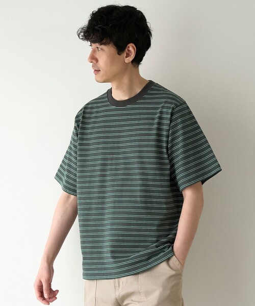 coen(コーエン)の「RepurヘビーコットンボーダーTシャツ【抗菌性、消臭性】(Tシャツ/カットソー・メンズ・グレー/ダークグレー/ブラウン・S/M/L/XL)」の15枚目の写真