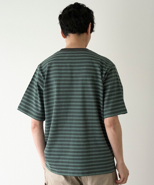 coen(コーエン)の「RepurヘビーコットンボーダーTシャツ【抗菌性、消臭性】(Tシャツ/カットソー・メンズ・グレー/ダークグレー/ブラウン・S/M/L/XL)」の16枚目の写真