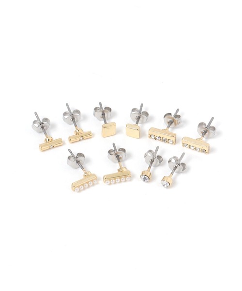 LAKOLE（ラコレ）の「メタルバーパールピアス10点セット / 656194（ピアス（両耳用）・レディース・その他1/その他2・FREE）」の2枚目の写真