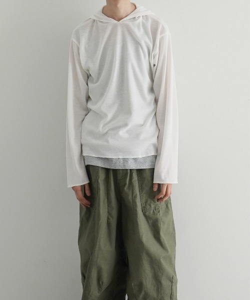 KAIKO(カイコー)の「KAIKO Rib hoodie(パーカー・レディース・オフホワイト/チャコールグレー・3/0/2/1)」の1枚目の写真