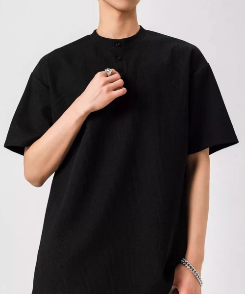 link lot(リンクロット)の「ワッフル / オーバーサイズヘンリーネックT(Tシャツ/カットソー・メンズ・グレー/ブラック・L/M)」の8枚目の写真