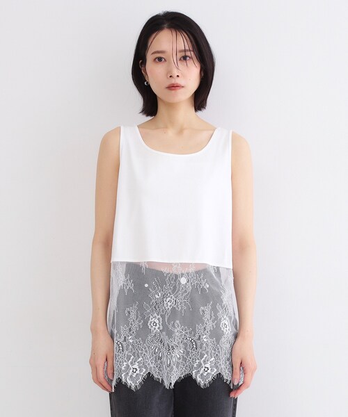OPAQUE.CLIP（オペークドットクリップ）の「裾レースタンクトップ【洗濯機OK】（タンクトップ・レディース・ホワイト・38/40/42）」の9枚目の写真