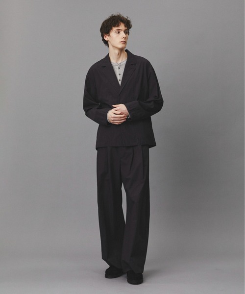 PUBLIC TOKYO(パブリックトウキョウ)の「【セットアップ対応】リッチコットンウォッシュドジャケット /春服/コットン100%/ハリ感(テーラードジャケット・メンズ・ベージュ/ブラック系その他・2/1)」の3枚目の写真