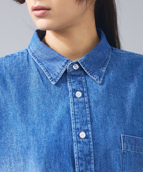 UNIVERSAL OVERALL(ユニバーサルオーバーオール)の「【UNIVERSAL OVERALL / ユニバーサルオーバーオール】リラックスフィット デニムシャツ / ユニセックス(シャツ/ブラウス・メンズ・ブルー・L/M)」の9枚目の写真