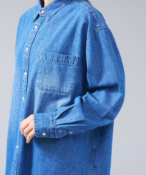 UNIVERSAL OVERALL(ユニバーサルオーバーオール)の「【UNIVERSAL OVERALL / ユニバーサルオーバーオール】リラックスフィット デニムシャツ / ユニセックス(シャツ/ブラウス・メンズ・ブルー・L/M)」の10枚目の写真