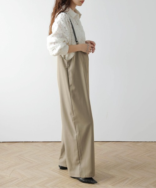 La-gemme(ラジェム)の「サスペンダー付きワイドサロペット(サロペット/オーバーオール・レディース・ブラック/アイボリー/ベージュ/チェック・フリー)」の14枚目の写真