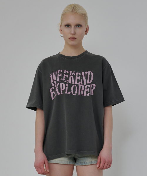 DEARMYDEER(ディアマイディア)の「ウィークエンドピグメントTシャツ(チャコール)(Tシャツ/カットソー・レディース・その他・FREE)」の1枚目の写真