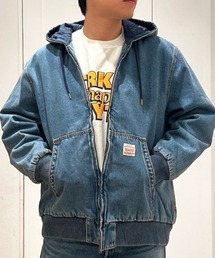 Right-on（ライトオン）の「「WORKWEAR」デニムフードジャケット (キルティングライナー / 保温性 / シーズンレスアウター)（デニムジャケット）」
