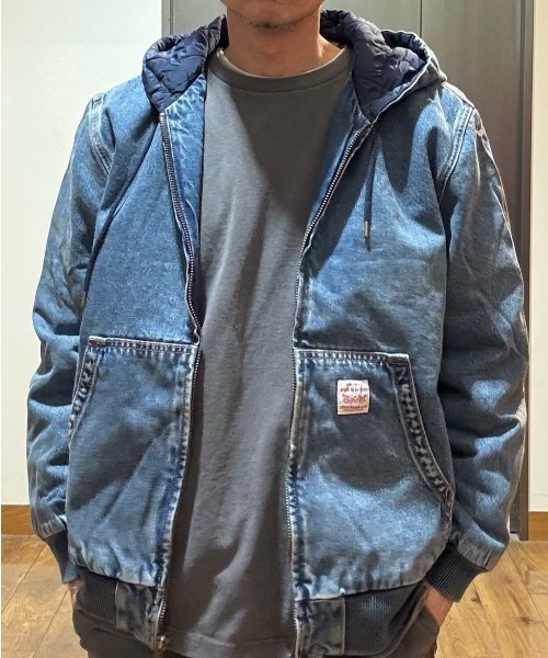 Levi's（リーバイス）の「「WORKWEAR」デニムフードジャケット (キルティングライナー / 保温性 / シーズンレスアウター)（デニムジャケット・メンズ・ダークインディゴブルー・M/L/S）」の4枚目の写真