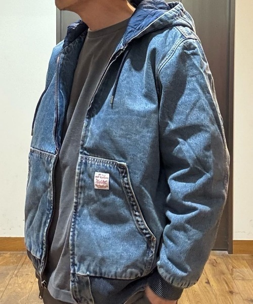 Levi's（リーバイス）の「「WORKWEAR」デニムフードジャケット (キルティングライナー / 保温性 / シーズンレスアウター)（デニムジャケット・メンズ・ダークインディゴブルー・M/L/S）」の16枚目の写真