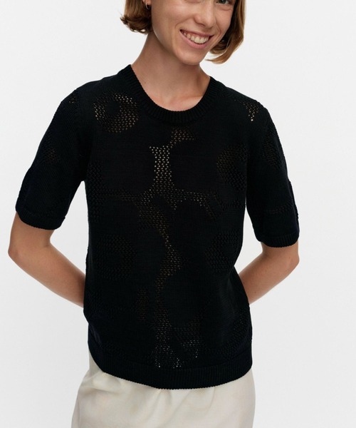 marimekko（マリメッコ）の「Vilkkuu Unikko / Knitted top（ニット/セーター・レディース・ブラック・X-SMALL/SMALL/MEDIUM/LARGE）」の4枚目の写真
