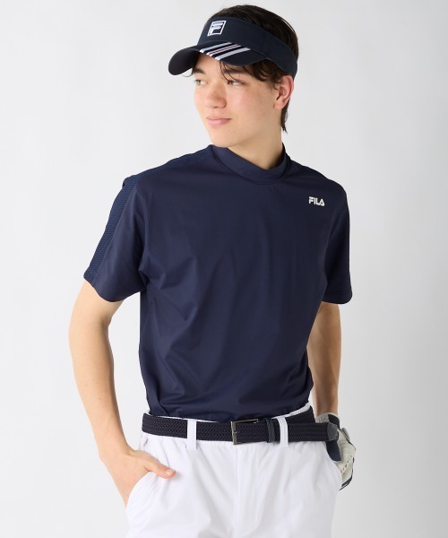 FILA GOLF(フィラゴルフ )の「【FILA GOLF:フィラゴルフ】半袖モックネックシャツ 吸汗速乾 接触冷感 ゴルフ(シャツ/ブラウス・メンズ・オフホワイト/ネイビー/ブラック・X-LARGE/LARGE/XX-LARGE/MEDIUM)」の3枚目の写真