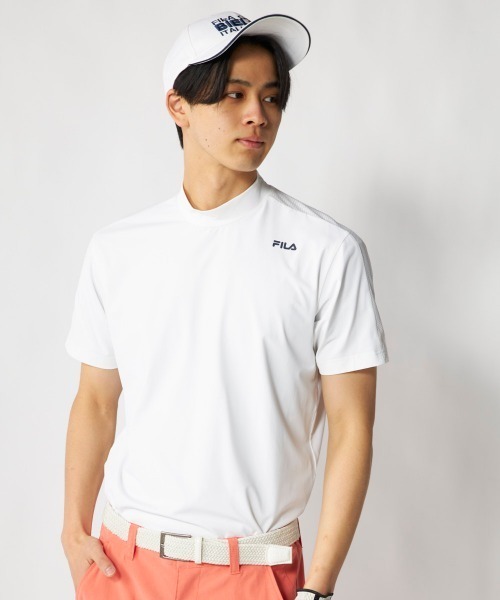 FILA GOLF(フィラゴルフ )の「【FILA GOLF:フィラゴルフ】半袖モックネックシャツ 吸汗速乾 接触冷感 ゴルフ(シャツ/ブラウス・メンズ・オフホワイト/ネイビー/ブラック・X-LARGE/LARGE/XX-LARGE/MEDIUM)」の2枚目の写真
