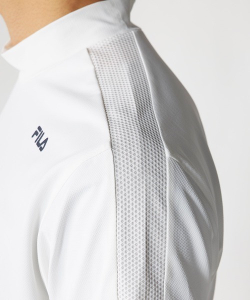 FILA GOLF(フィラゴルフ )の「【FILA GOLF:フィラゴルフ】半袖モックネックシャツ 吸汗速乾 接触冷感 ゴルフ(シャツ/ブラウス・メンズ・オフホワイト/ネイビー/ブラック・X-LARGE/LARGE/XX-LARGE/MEDIUM)」の9枚目の写真