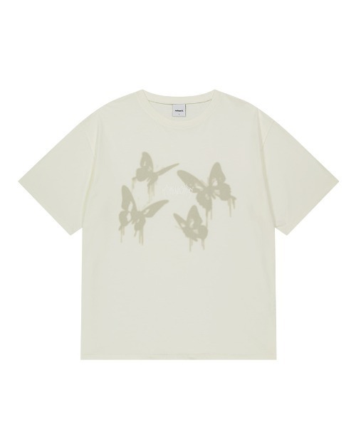 MAHAGRID(マハグリッド)の「『mahagrid/マハグリッド』PIGMENT BUTTERFLY GOTH TEE/ピグメント バタフライ ゴス Tシャツ(Tシャツ/カットソー・レディース・アイボリー/チャコールグレー・M)」の6枚目の写真