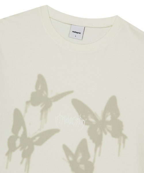 MAHAGRID(マハグリッド)の「『mahagrid/マハグリッド』PIGMENT BUTTERFLY GOTH TEE/ピグメント バタフライ ゴス Tシャツ(Tシャツ/カットソー・レディース・アイボリー/チャコールグレー・M)」の8枚目の写真