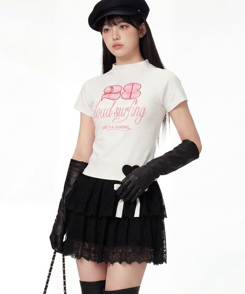 HOOK(フック)の「HOOK for girls ガーリーカジュアルリボンTシャツ (SS)(Tシャツ/カットソー・レディース・ホワイト/ブラック・L/M)」の11枚目の写真