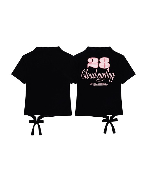HOOK(フック)の「HOOK for girls ガーリーカジュアルリボンTシャツ (SS)(Tシャツ/カットソー・レディース・ホワイト/ブラック・L/M)」の4枚目の写真