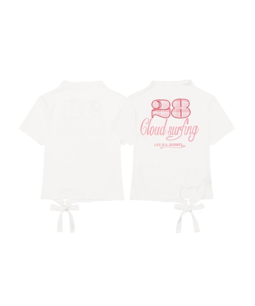 HOOK(フック)の「HOOK for girls ガーリーカジュアルリボンTシャツ (SS)(Tシャツ/カットソー・レディース・ホワイト/ブラック・L/M)」の3枚目の写真