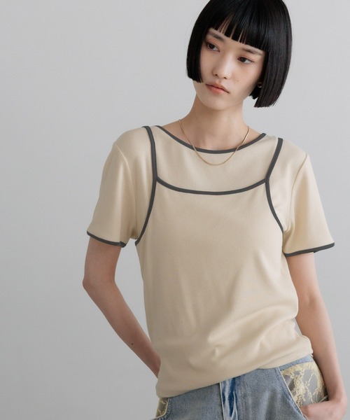 LOWRYS FARM(ローリーズファーム)の「ハイショク2PプルオーバーSS 638386(Tシャツ/カットソー・レディース・ホワイト/ブルー/グレー/アイボリー・FREE)」の4枚目の写真