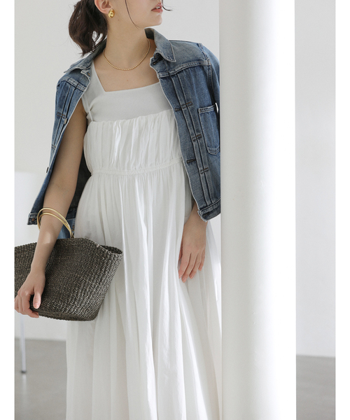 La TOTALITE（ラトータリテ）の「《WEB限定》【洗える】ギャザーキャミワンピース（ワンピース・レディース・ブラック/ホワイト/ベージュ・38/36）」の2枚目の写真