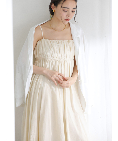 La TOTALITE（ラトータリテ）の「《WEB限定》【洗える】ギャザーキャミワンピース（ワンピース・レディース・ブラック/ホワイト/ベージュ・38/36）」の21枚目の写真