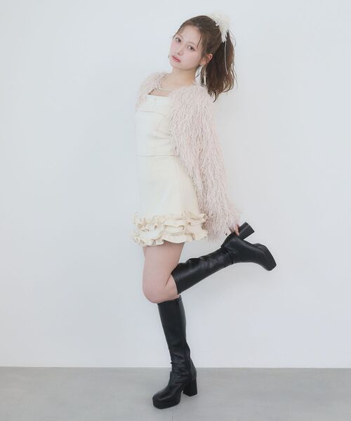 MAJESTIC LEGON（マジェスティックレゴン）の「フリルヘムキラキラスカパン（スカート・レディース・アイボリー/ブラック/ピンクベージュ・MEDIUM）」の9枚目の写真