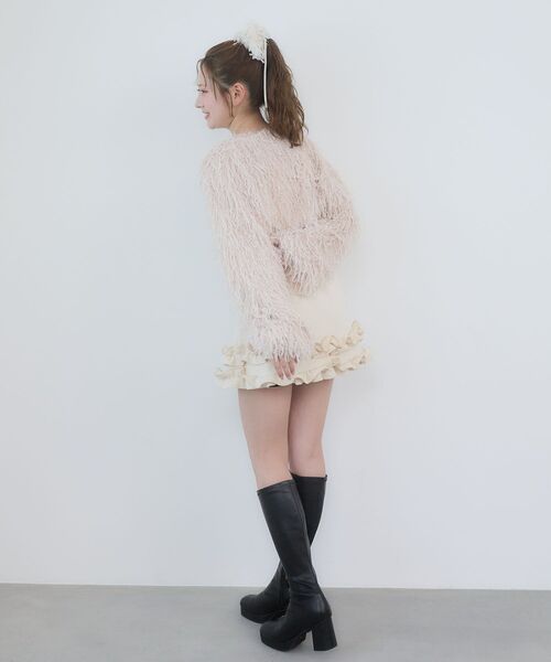 MAJESTIC LEGON（マジェスティックレゴン）の「フリルヘムキラキラスカパン（スカート・レディース・アイボリー/ブラック/ピンクベージュ・MEDIUM）」の8枚目の写真