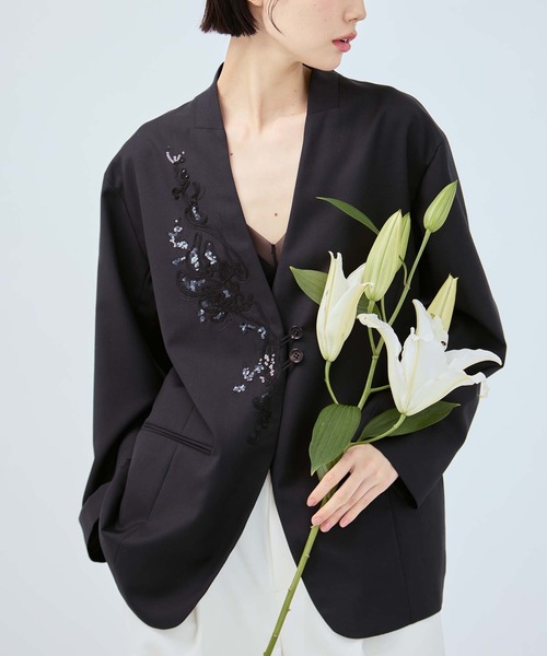 ジャケット・アウター  MURRAL Morpho Embroidery Jacket MURRAL/ミューラル】Veil embroidered jacket/ヴェールエンブロイ
