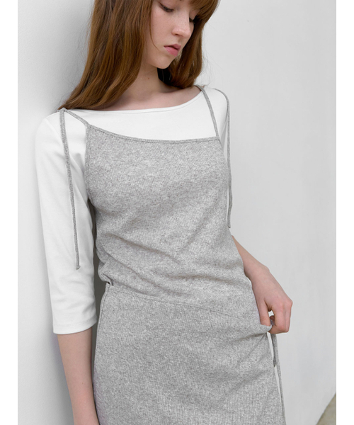 ATELIER NAIN(アトリエナイン)の「AN WRAP SKIRT LAYERED DRESS (OP-6315)(ワンピース・レディース・ヘザーグレー・FREE)」の2枚目の写真