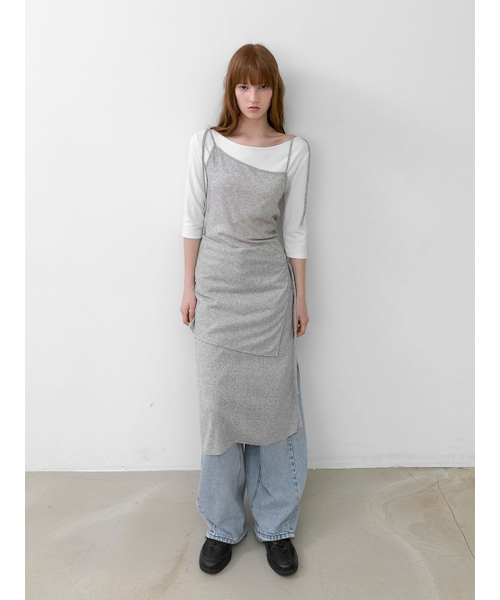 ATELIER NAIN(アトリエナイン)の「AN WRAP SKIRT LAYERED DRESS (OP-6315)(ワンピース・レディース・ヘザーグレー・FREE)」の3枚目の写真