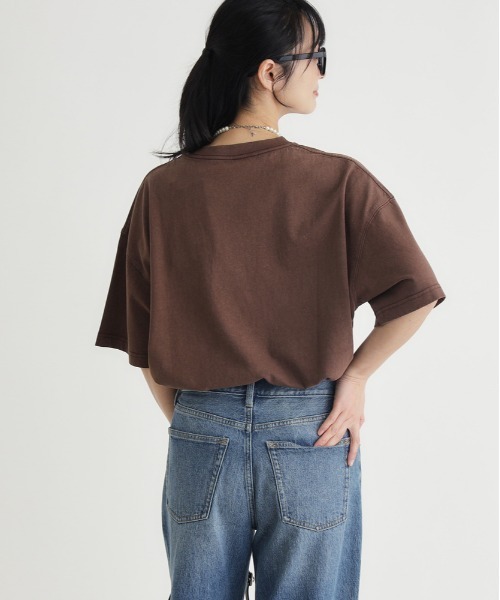 Right-on(ライトオン)の「HONEYSUCKLE ROSE(ハニーサックルローズ)アシッド加工ロゴプリントTシャツ(Tシャツ/カットソー・レディース・ネイビー/ブラウン/ダークグレー/キナリ・S/M/L)」の20枚目の写真