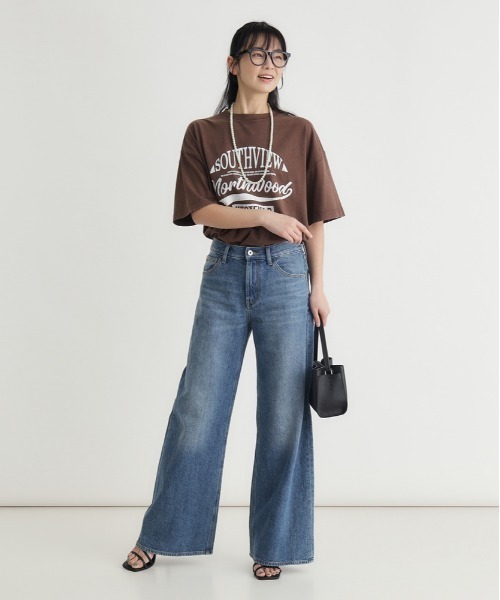 Right-on(ライトオン)の「HONEYSUCKLE ROSE(ハニーサックルローズ)アシッド加工ロゴプリントTシャツ(Tシャツ/カットソー・レディース・ネイビー/ブラウン/ダークグレー/キナリ・S/M/L)」の21枚目の写真