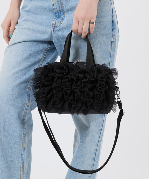 RUFFLE EVERYDAY SMショルダーバッグブラックレースラッフルレスポ RUFFLE EVERYDAY SM SATCHEL ブラックレースラッフル（ショルダー