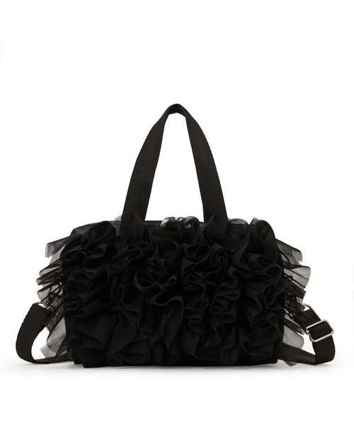 LeSportsac（レスポートサック）の「RUFFLE EVERYDAY SM SATCHEL ブラックレースラッフル（ショルダーバッグ・レディース・ブラック・FREE）」の4枚目の写真