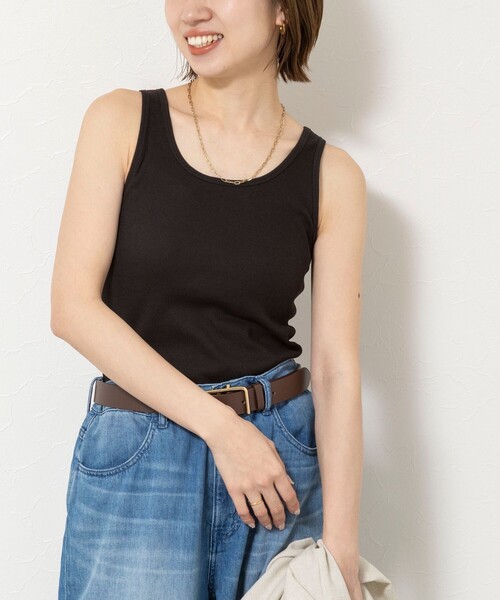 NOLLEY’S Sophi（ノーリーズソフィ）の「ウォッシャブルカップ付きリブタンクトップ（タンクトップ・レディース・ブラック/カーキ/オフホワイト・38）」の2枚目の写真
