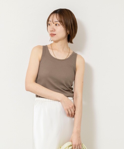 NOLLEY’S Sophi（ノーリーズソフィ）の「ウォッシャブルカップ付きリブタンクトップ（タンクトップ・レディース・ブラック/カーキ/オフホワイト・38）」の8枚目の写真