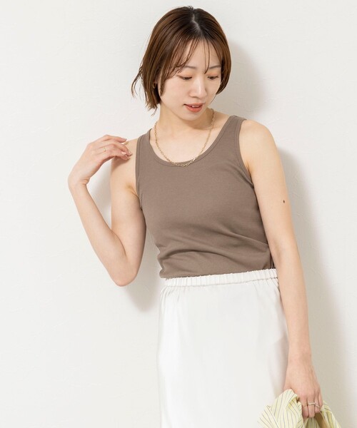NOLLEY’S Sophi（ノーリーズソフィ）の「ウォッシャブルカップ付きリブタンクトップ（タンクトップ・レディース・ブラック/カーキ/オフホワイト・38）」の9枚目の写真