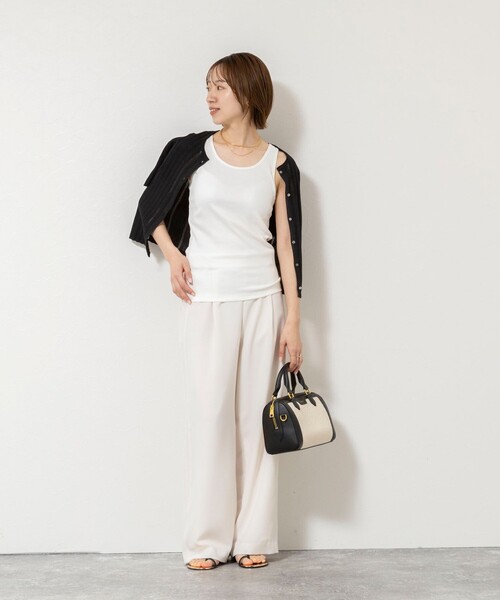 NOLLEY’S Sophi（ノーリーズソフィ）の「ウォッシャブルカップ付きリブタンクトップ（タンクトップ・レディース・ブラック/カーキ/オフホワイト・38）」の17枚目の写真