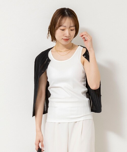 NOLLEY’S Sophi（ノーリーズソフィ）の「ウォッシャブルカップ付きリブタンクトップ（タンクトップ・レディース・ブラック/カーキ/オフホワイト・38）」の18枚目の写真