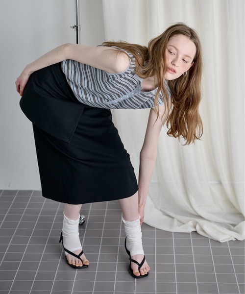 LOSCa(ロスカ)の「ラップスカート付き Iラインスカート(スカート・レディース・グレー/ブラック・FREE)」の9枚目の写真