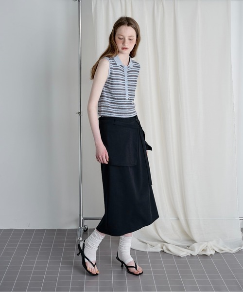 LOSCa(ロスカ)の「ラップスカート付き Iラインスカート(スカート・レディース・グレー/ブラック・FREE)」の14枚目の写真