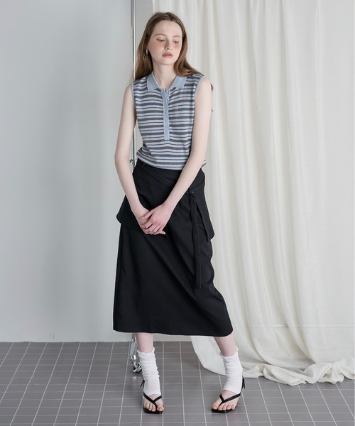LOSCa(ロスカ)の「ラップスカート付き Iラインスカート(スカート・レディース・グレー/ブラック・FREE)」の13枚目の写真