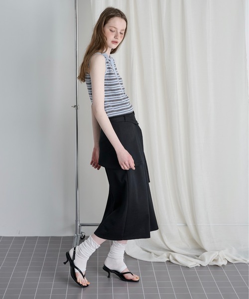 LOSCa(ロスカ)の「ラップスカート付き Iラインスカート(スカート・レディース・グレー/ブラック・FREE)」の15枚目の写真